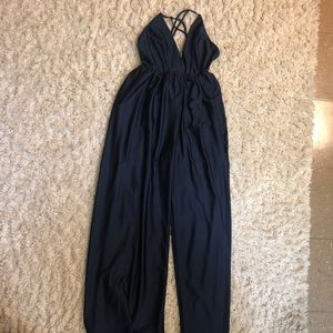 gia plunging shimmer jumpsuit